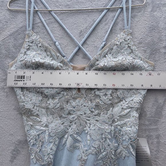 NEW XSCAPE 4366X Long Glitter Embroidered Gown Dress Size 6 Blue Silver.NWT 0074 - Picture 9 of 14